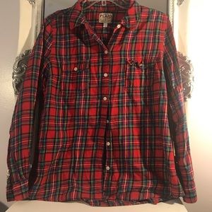 Old Navy Plaid Button Down Long Sleeve Top-Large